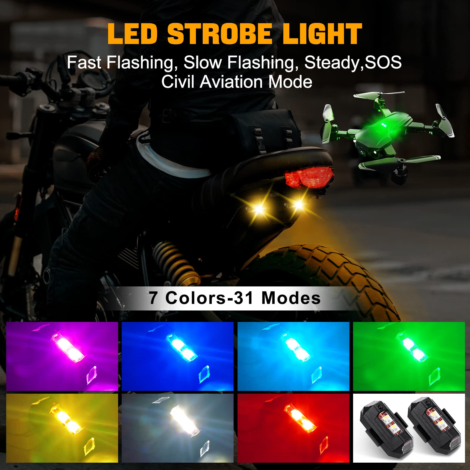 Luces para motocicleta, luz es - Drone Strobe Light reseña y precio