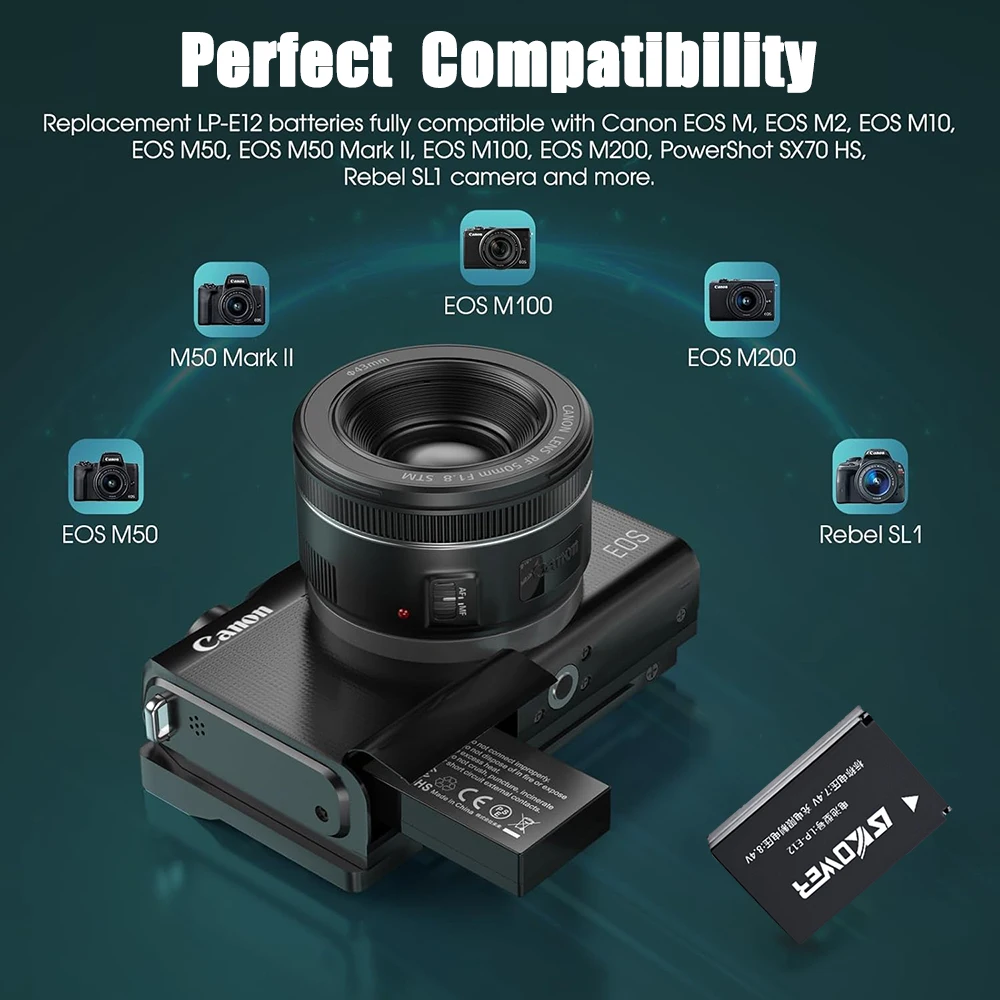Nueva Batería LP-E12 para Cáma - Canon Camera Eos M50 Mark Ii reseña y precio